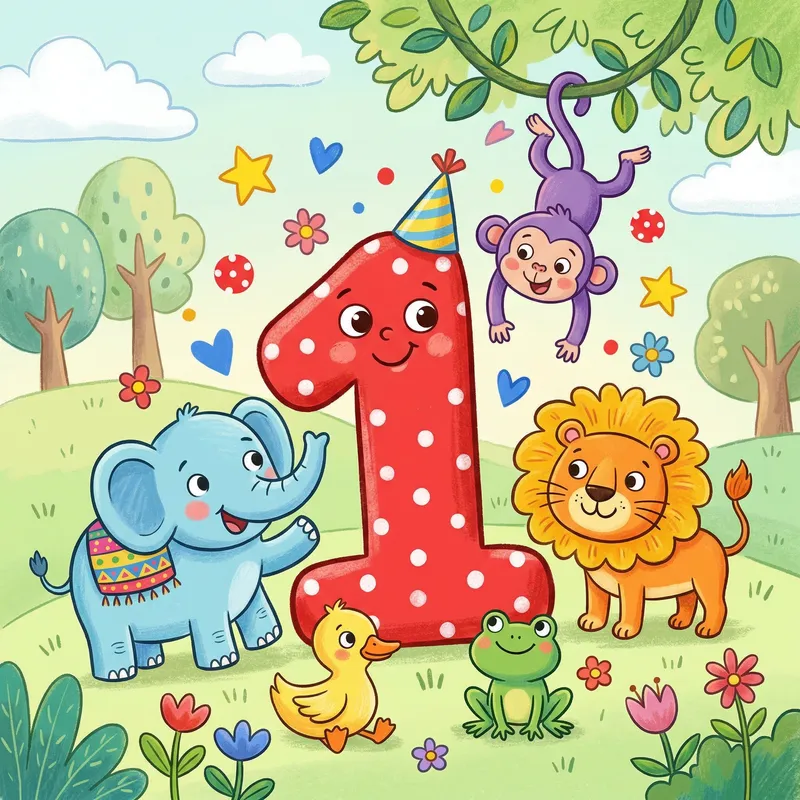Vibrant Number 1 Illustration for Kids Ages 3-4
