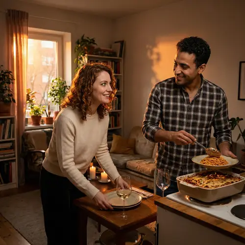 Intimate Romantic Scene Between Young Adult Couple