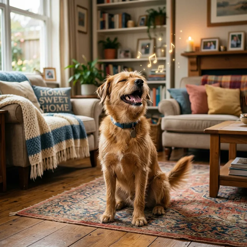 Melodious Singing Dog in a Cozy Setting