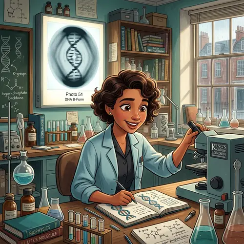Disney Pixar Style Illustration of Rosalind Franklin