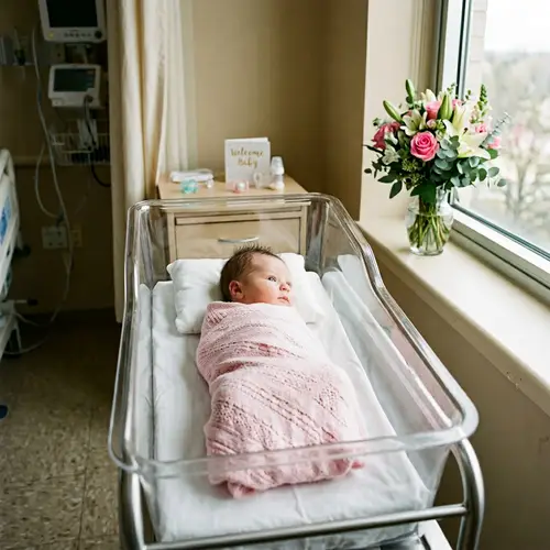 Newborn Baby Girl Wrapped in Pink Blanket | Maternity Ward Serenity