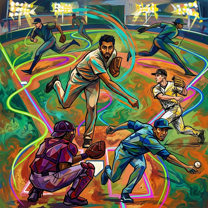 Abstract Baseball Team Art | Unique Players and Field Abstract Baseball Team Art | Unique Players and Field