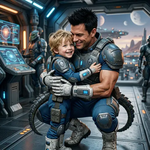 Futuristic Alien Warrior Costume for Man and Child