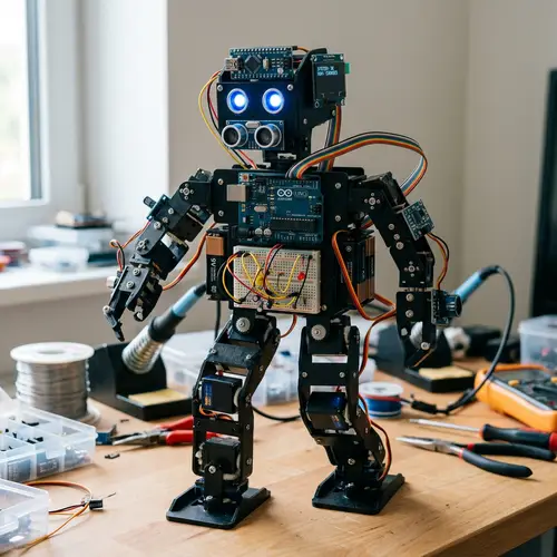 Arduino-Powered Bipedal Robot with Glowing LED Eyes