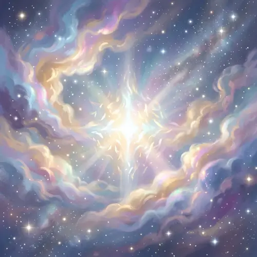 Divine Entity: Glowing Light in Celestial Realm