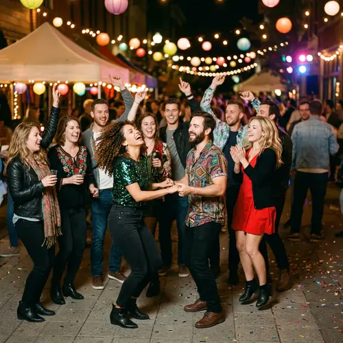 Festive Group Dancing | Joyful People Celebrating Together
