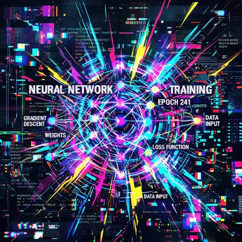 Dynamic AI Training | Fragmented & Vibrant Illustration