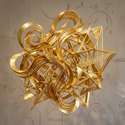 Intricate Golden Foil Abstract Shapes for Art Enthusiasts