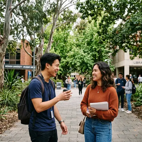 Vietnamese-Australian Boy Engaging with Filipino-Australian Girl at University