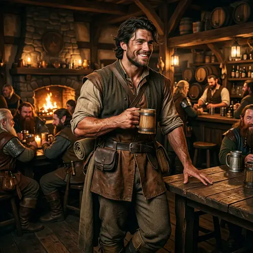 Handsome DnD Farmer in Tavern - Character Art