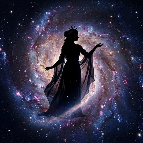 Goddess Silhouette in a Galaxy