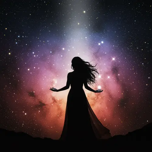 Goddess Silhouette in a Galaxy