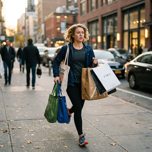 Blonde Bob Hairstyle: Fashionable Running with Bags