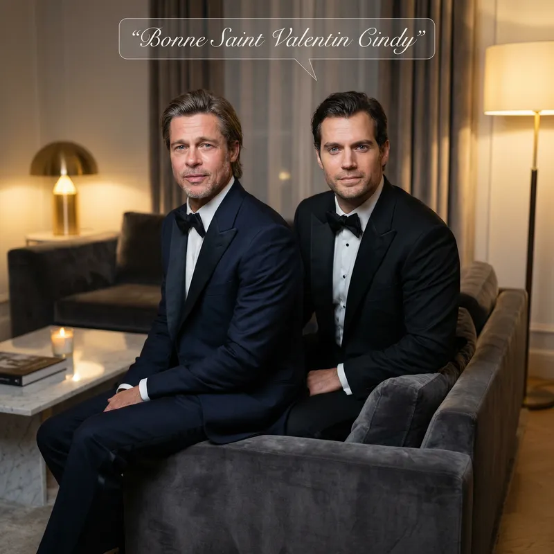 Hyper-Realistic Photo of Celebrities on Luxury Sofa