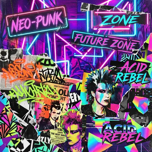 Abstract 80's Neopunk Art with Neon Effects