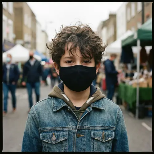 Semi-Realistic African Boy with Messy Hair | Black Mask