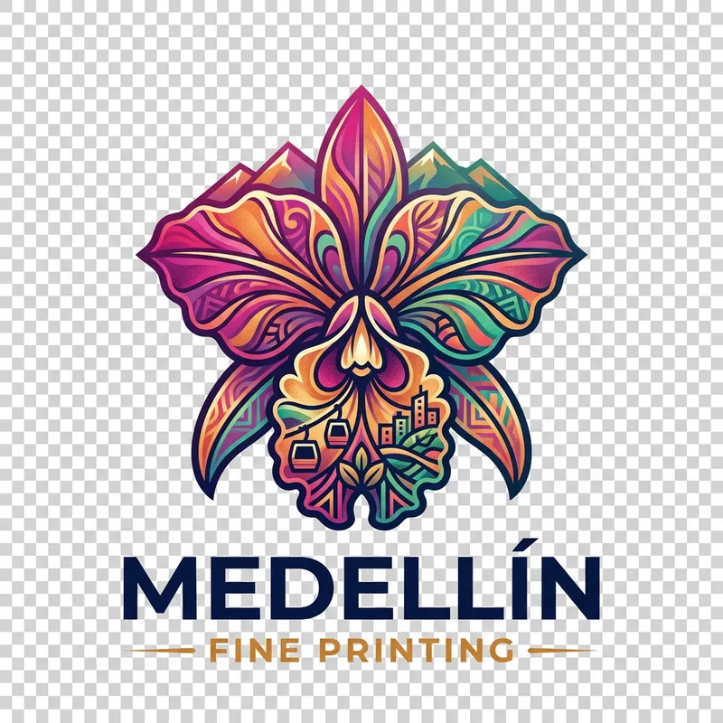 Colorful Medellin Orchid Logo Design