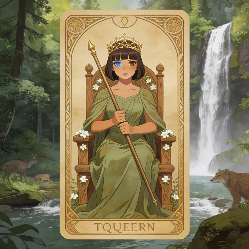 Regal Queen of Wands: A Tarot Card Reimagined