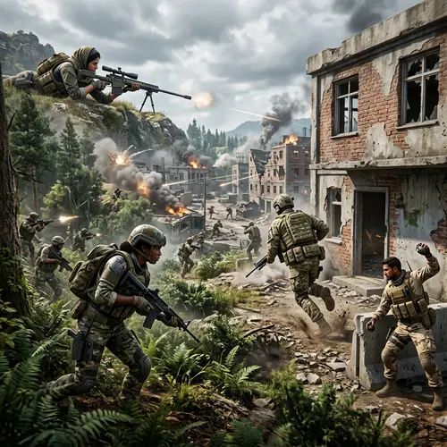 Dynamic Multiplayer Online Game Scene: Diverse Avatars in Intense Gameplay