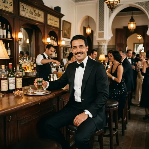 Moroccan Man in Tuxedo at the Bar