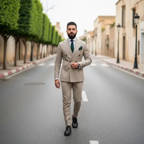 Elegant Moroccan Man in Beige Suit and Tie