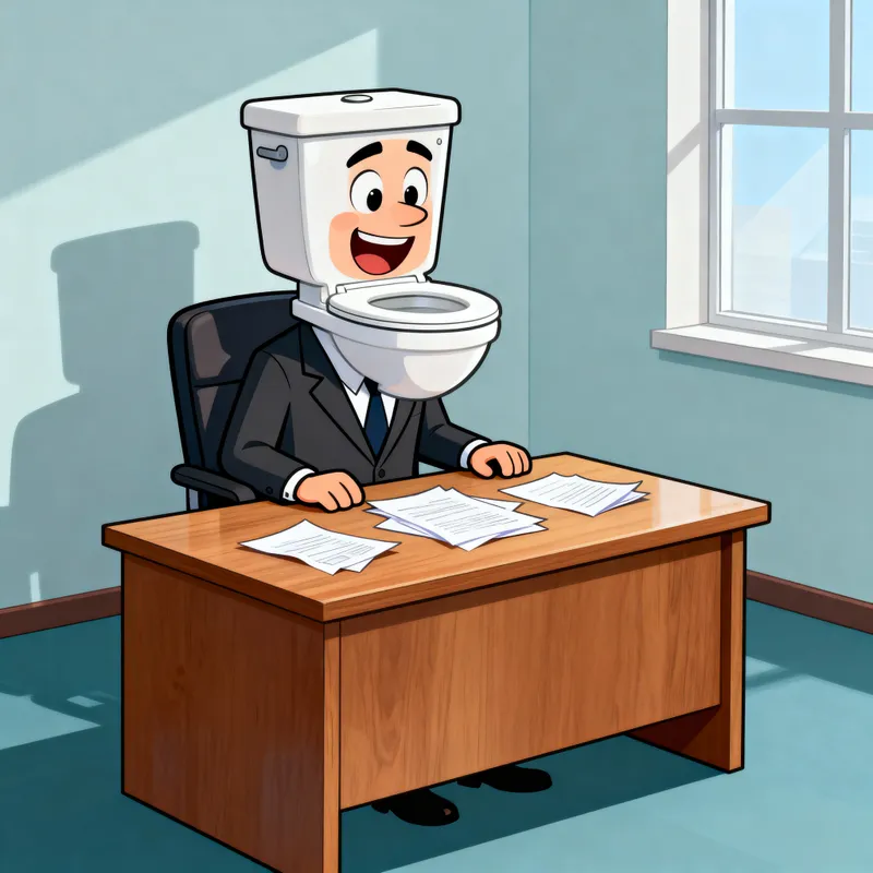 Toilet Head Cartoon Man – Fun Art for Everyone