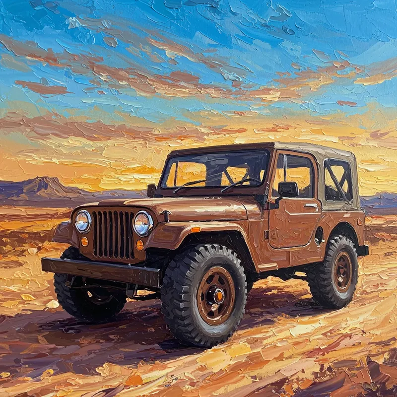 Oil Paint Jeep Art - Unique Automotive Artwork