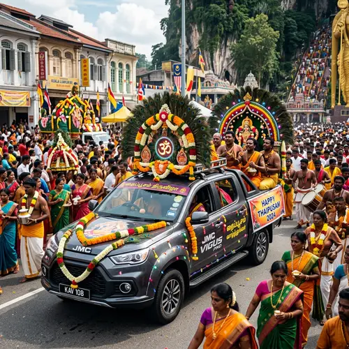Festively Decorated JMC Vigus Pro for Thaipusam Festival