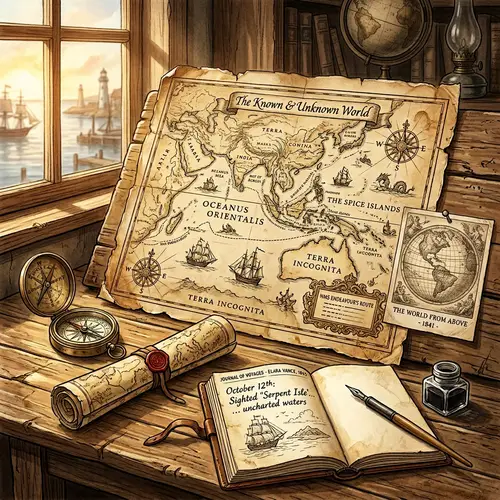 Antique Style Map on Wooden Table | Nostalgia of Exploration