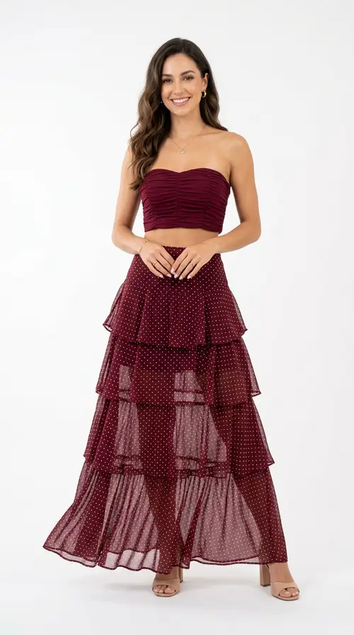 Stunning Burgundy Two-Piece Outfit for Women