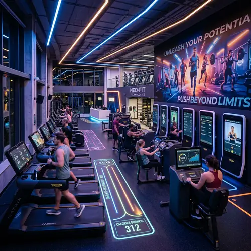 High-Tech Gym with Inspirational Murals | Fitness Equipment & Smart Technology