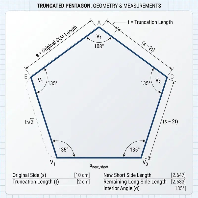 Truncated Pentagon Dimensions | Complete Measurements