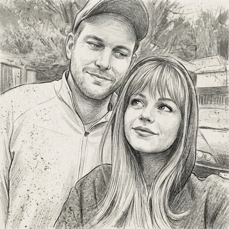 Romantic Couple Pencil Sketch Art