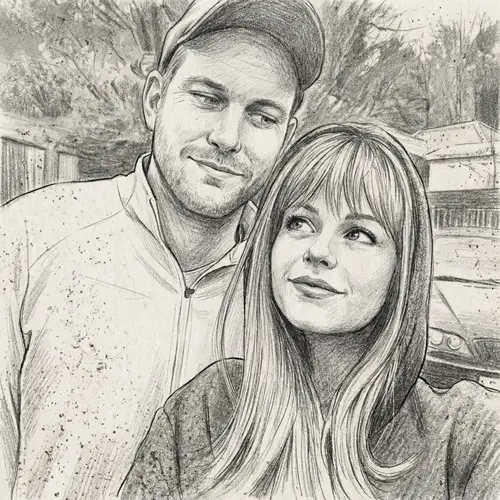 Romantic Couple Pencil Sketch Art