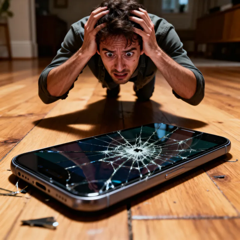 Desperate Man with Broken iPhone Screen
