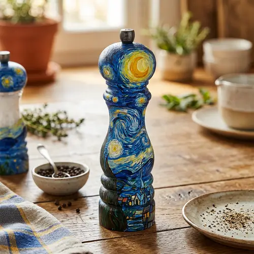 Abstract Style Peugeot Pepper Mill Inspired by Van Gogh