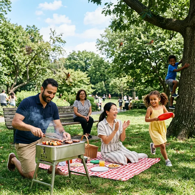 Multicultural Family Enjoying Park Leisure Time