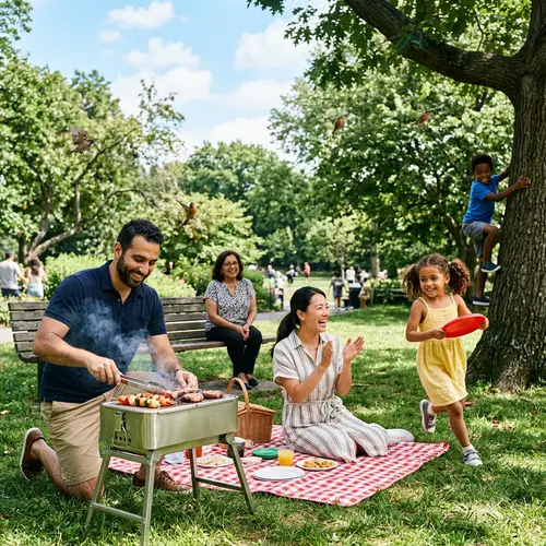 Multicultural Family Enjoying Leisure Time in a Park