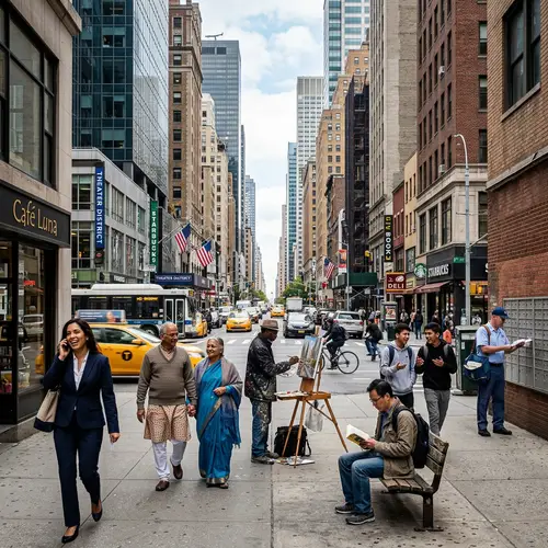 Vibrant Cityscape with Diverse People | Daily Life Tapestry