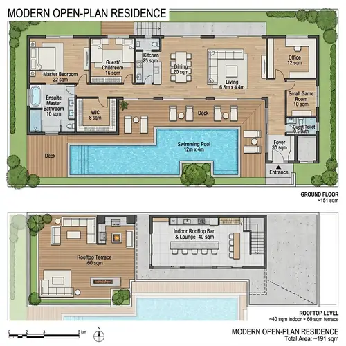 Modern 2-Bedroom Home with Rooftop Lounge