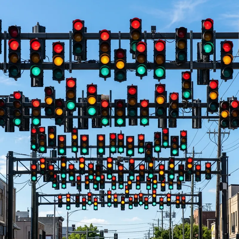 Traffic Light Array Vibrant Array of Traffic Lights in Motion | AI Art Generator | Easy ...