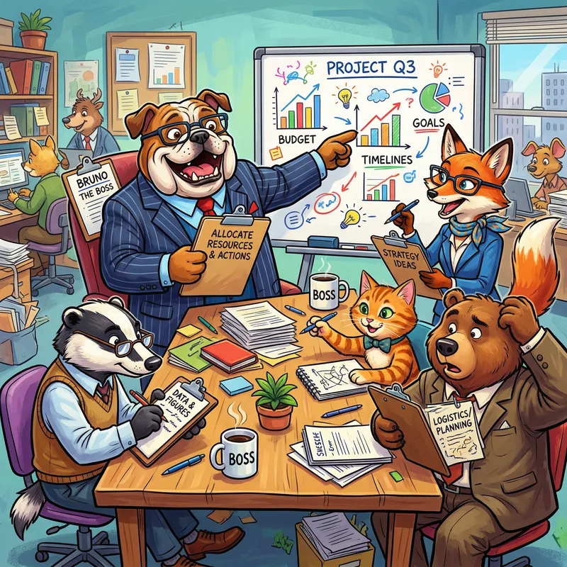 Boss Animals in Business Attire Team Meeting | Colorful Characters