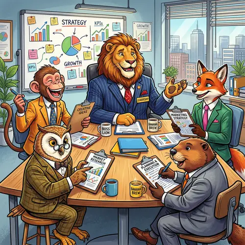 Colorful Professional Animals in Business Suits | Comic Style Artwork