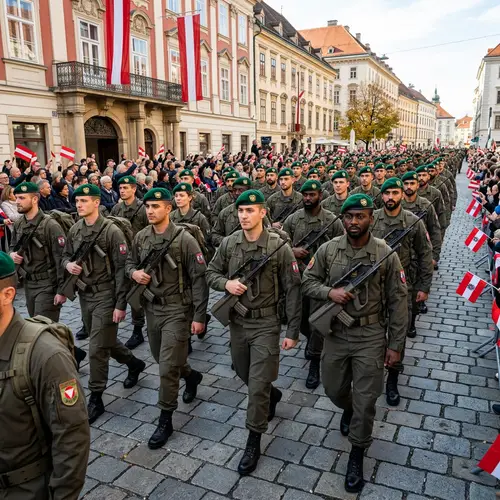 Diverse Austrian Soldiers in Military Uniforms | Patriotic Demonstration