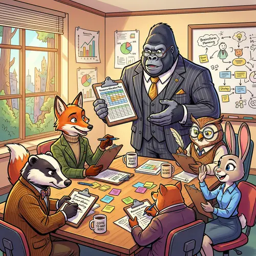 Animated Business Animals Team Gathering | Digital Painting