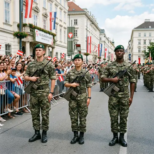Multicultural Austrian Armed Forces Display in Public Event