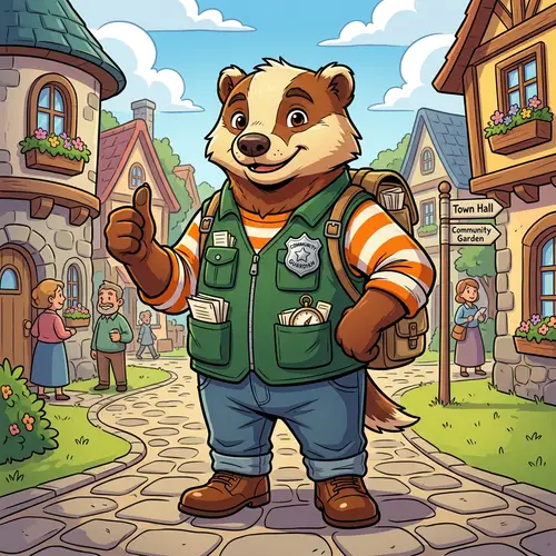 Delightful Cartoon Character with Aura of Responsibility and Trustworthiness