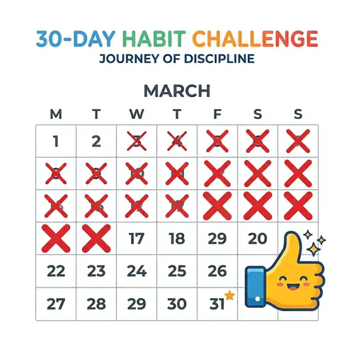 30-Day Challenge Calendar for Self-Improvement and Discipline