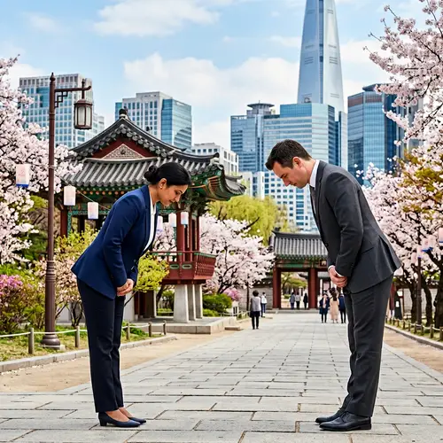 Respectful Greeting Scene in South Korea | Urban Traditional Bow