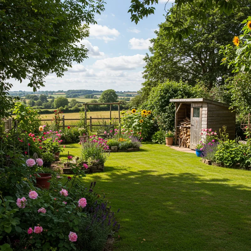 Rustic Garden Design with Wood Storage